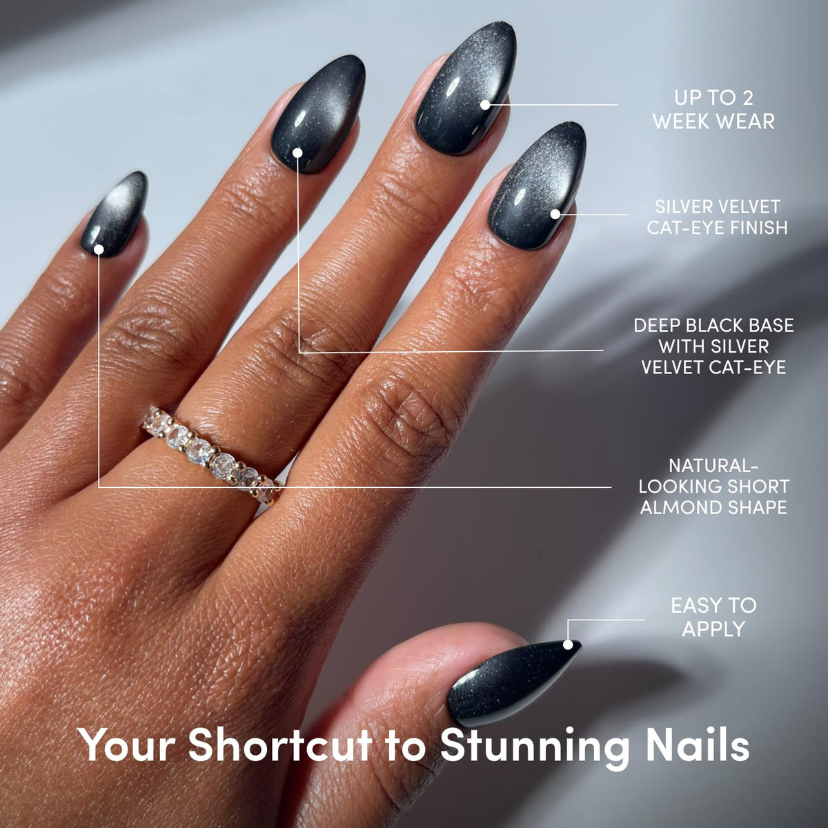 Close-up of Glamnetic Press On Nails showing tapered cuticle fit