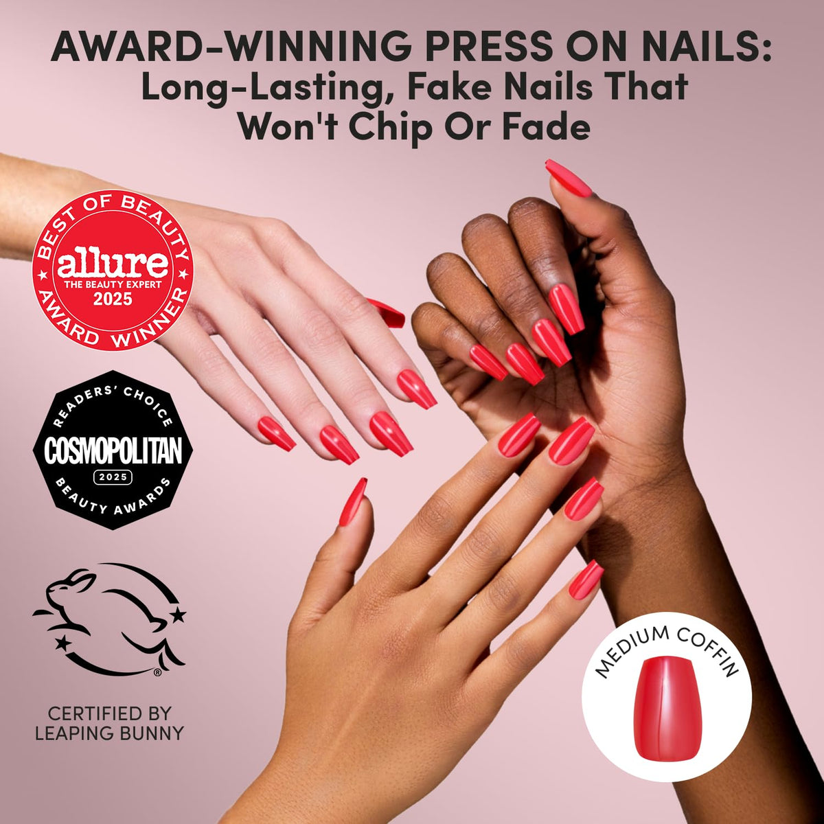 Close-up of Glamnetic Press On Nails showing tapered fit and shine
