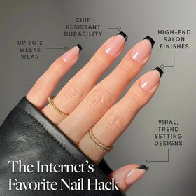 Close-up of Glamnetic Press On Nails showing the black French tip