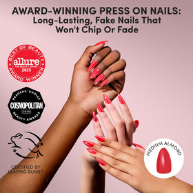 Close-up of Glamnetic Press On Nails showing the glazed red finish
