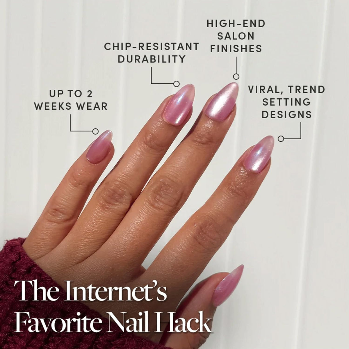 Close-up of Glamnetic Short Almond Velvet Press On Nails