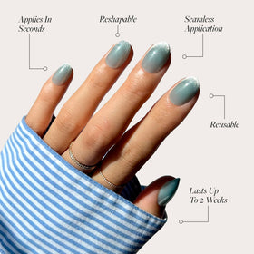 Close-up of Glamnetic Short Oval Velvet Press On Nails