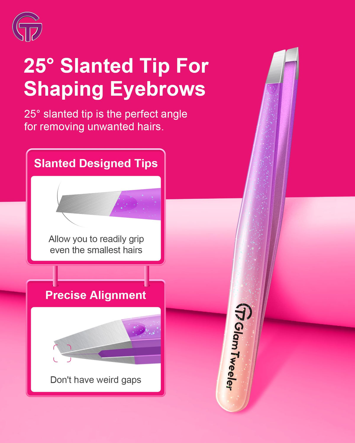 Close-up of GlamTweeler point tip tweezer