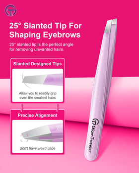 Close-up of GlamTweeler pointed tip tweezer