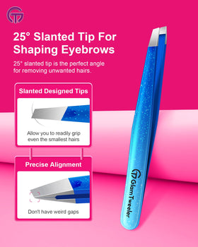 Close-up of GlamTweeler pointed tip tweezer