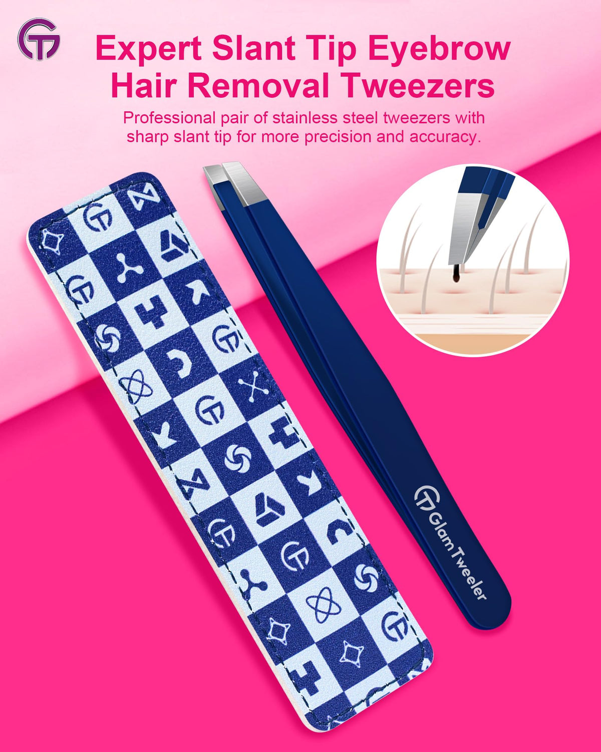 Close-up of GlamTweeler slant tip for precise hair removal