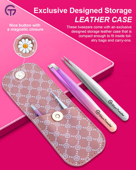 Close-up of GlamTweeler slant tip tweezer