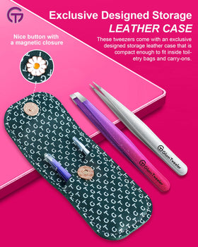 Close-up of GlamTweeler slant tip tweezer