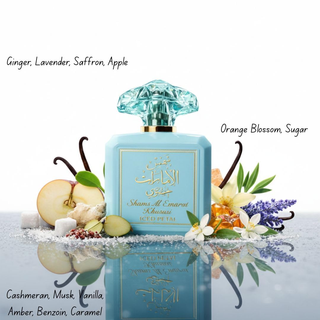 Close-up of Glaze & Glow Eau de Parfum bottle with cinnamon and apple notes