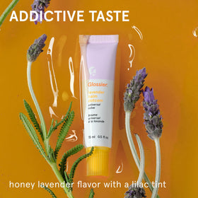 Close-up of Glossier Balm Dotcom Lavender Lilac Tint texture