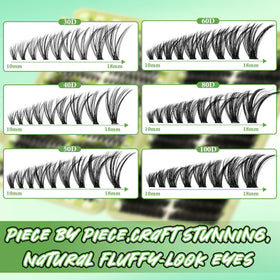 Close-up of Gmagictobo lash clusters in different volumes