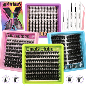Close-up of Gmagictobo lash clusters showing different lengths