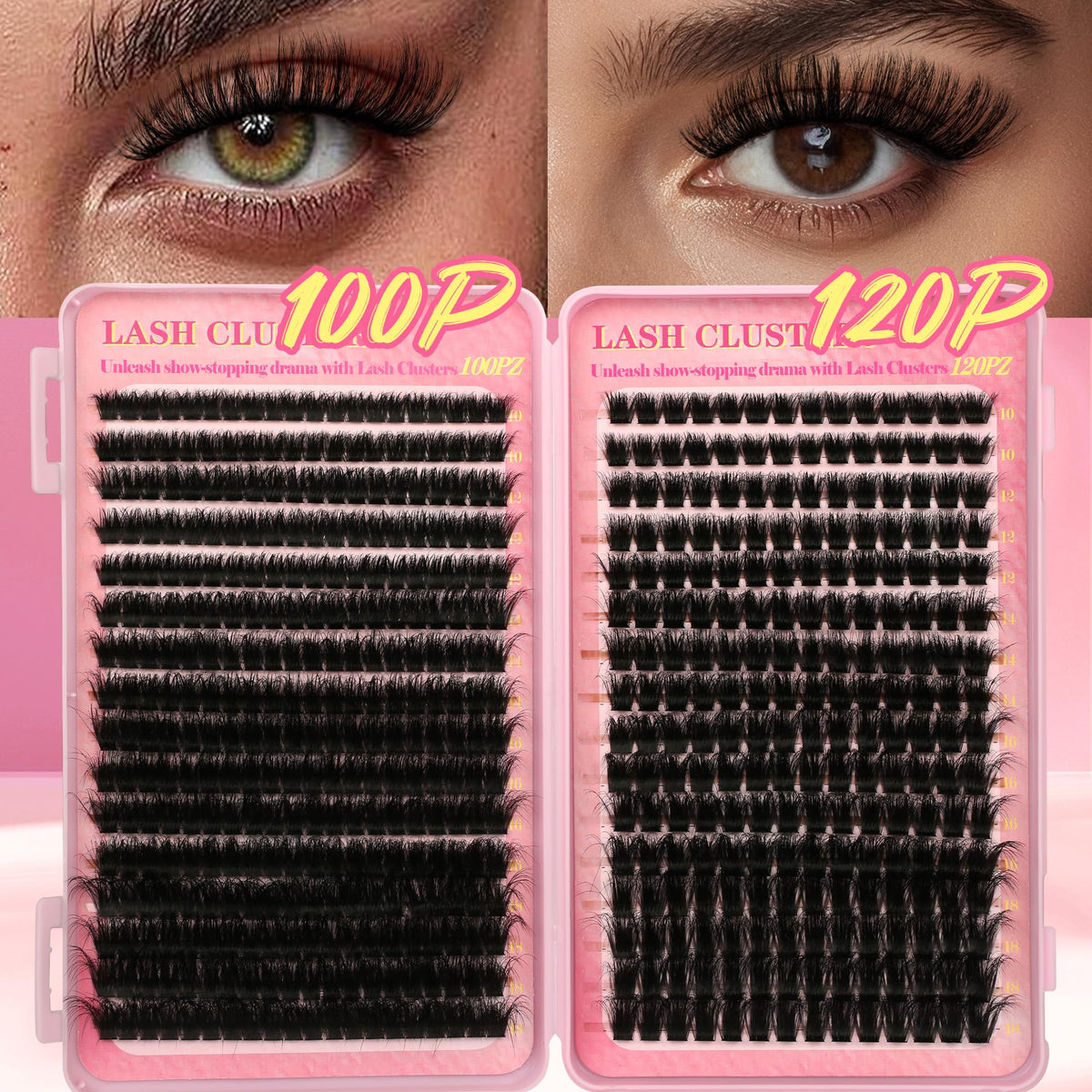 Close-up of Gmagictobo wispy lash clusters in various lengths