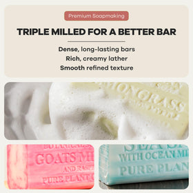 Close-up of Goats Milk and Raspberry soap bar