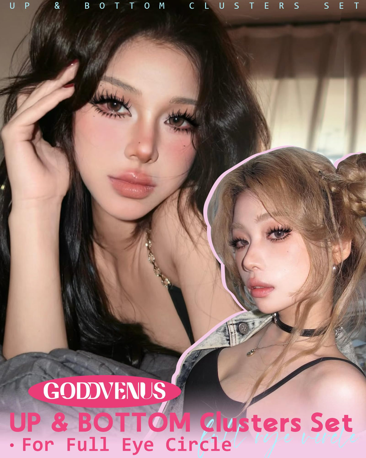 Close-up of Goddvenus lash clusters showing fluffy texture