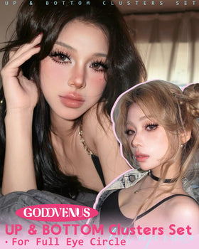 Close-up of Goddvenus lash clusters showing fluffy texture