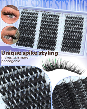 Close-up of Goddvenus lash clusters showing spiked styling