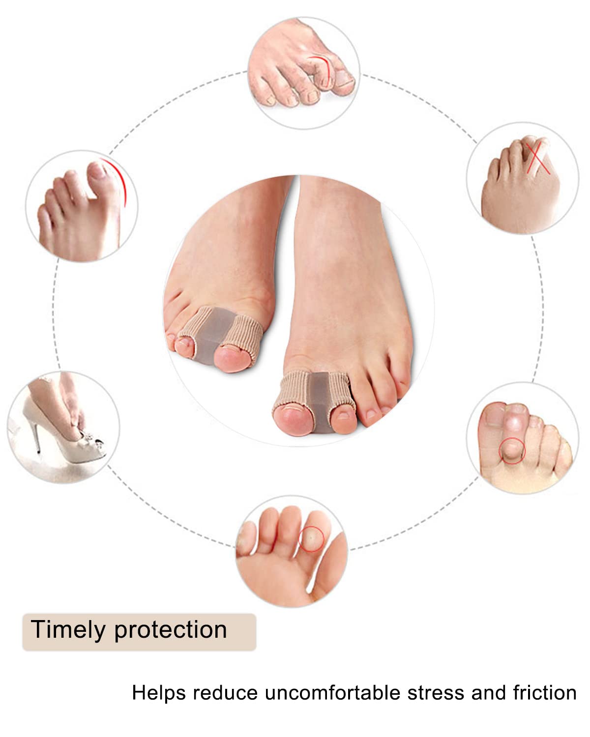 Close-up of Golbylicc toe spacers showing material