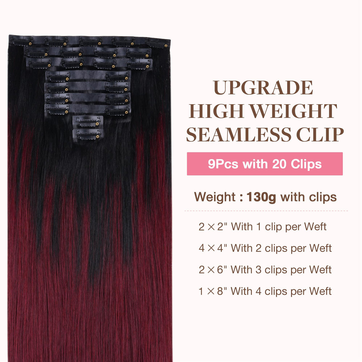 Close-up of GOO GOO Clip in Hair Extensions Cherry Cola clips