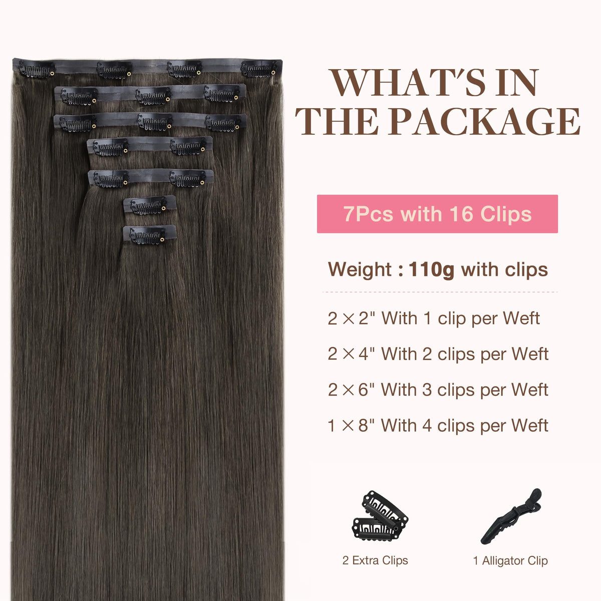 Close-up of GOO GOO Clip in Hair Extensions clips