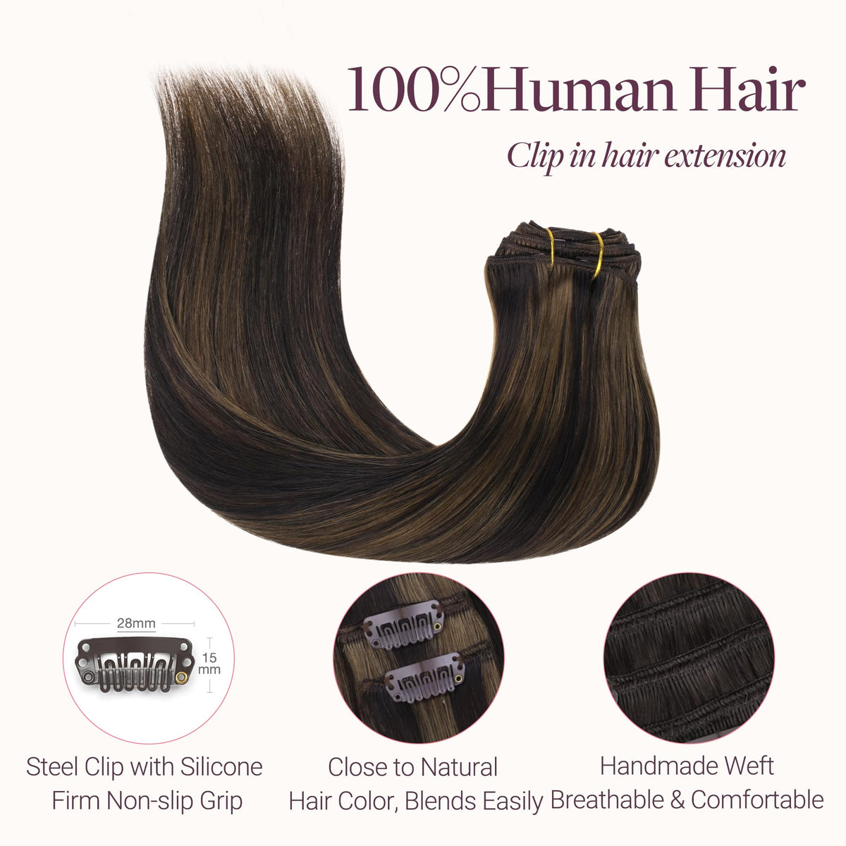 Close-up of GOO GOO Clip in Hair Extensions clips