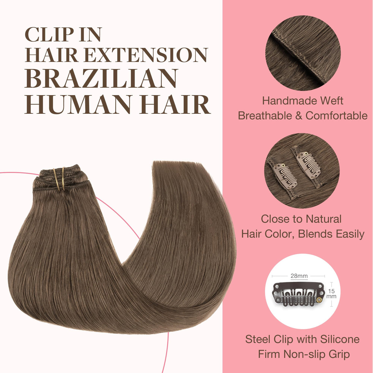 Close-up of GOO GOO Clip in Hair Extensions clips