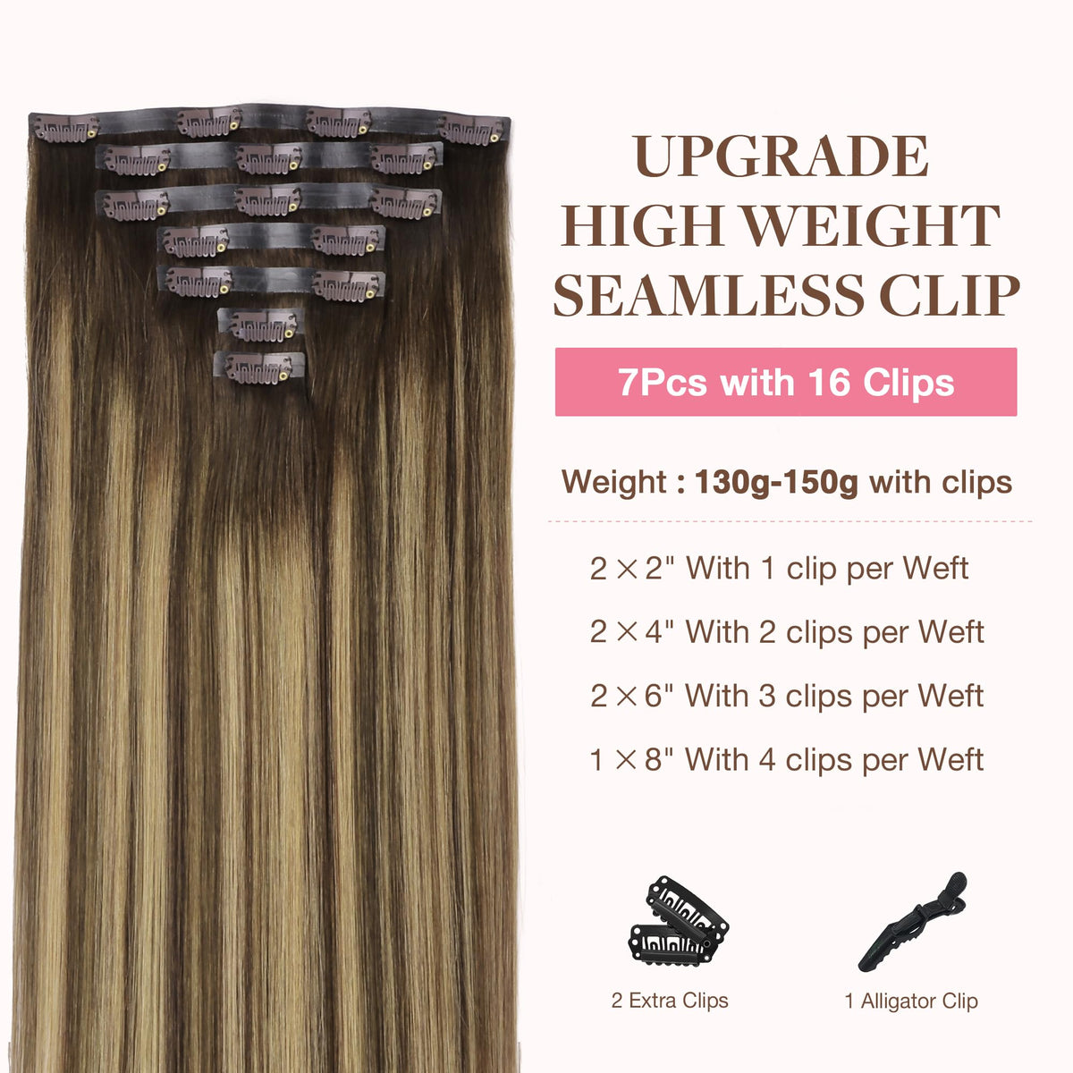 Close-up of GOO GOO Clip in Hair Extensions clips and attachment