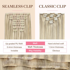 Close-up of GOO GOO Clip in Hair Extensions clips and hair