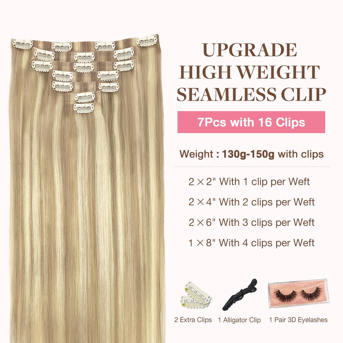 Close-up of GOO GOO Clip in Hair Extensions clips and texture