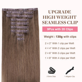 Close-up of GOO GOO Clip in Hair Extensions clips and texture