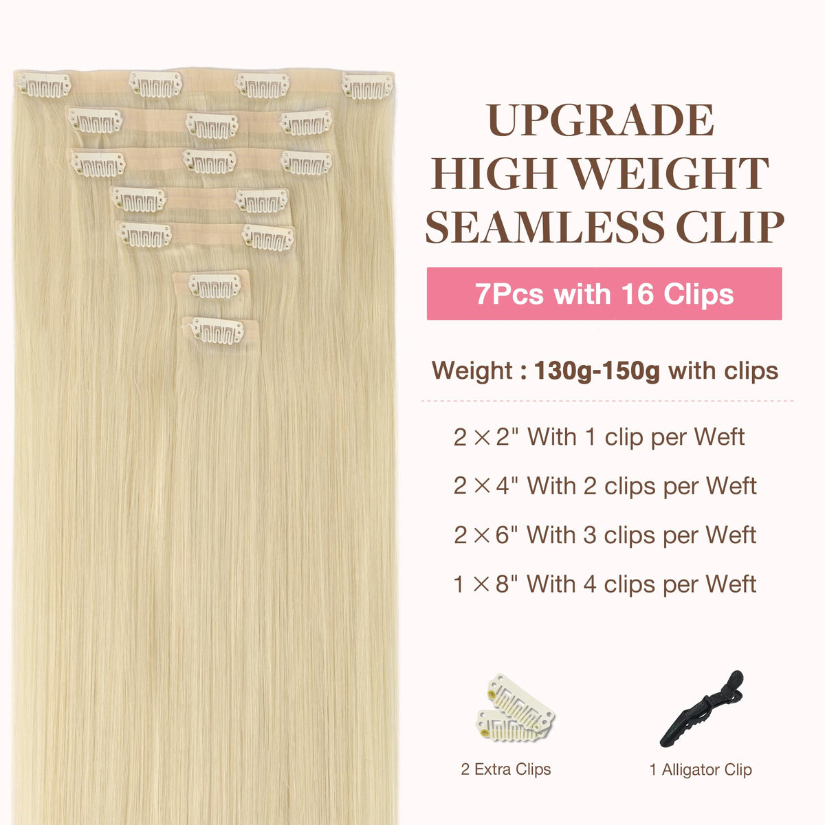 Close-up of GOO GOO Clip in Hair Extensions clips and texture