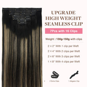 Close-up of GOO GOO Clip in Hair Extensions clips and texture