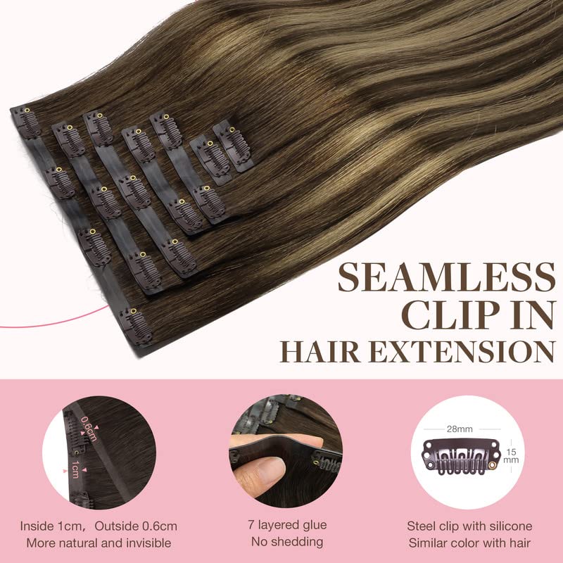 Close-up of GOO GOO Clip in Hair Extensions clips and texture