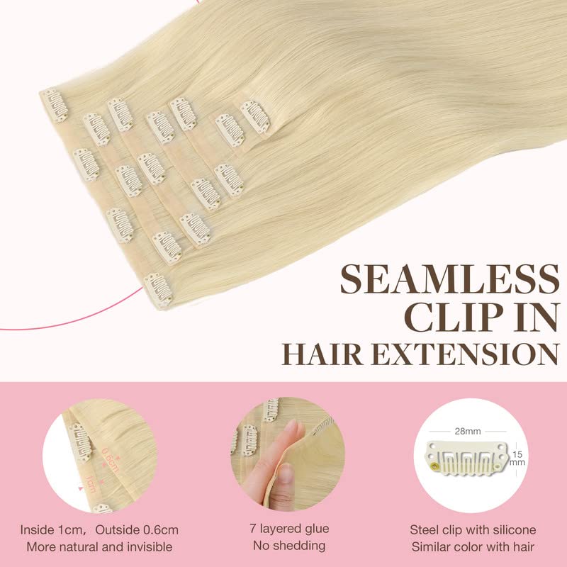 Close-up of GOO GOO Clip in Hair Extensions clips and texture