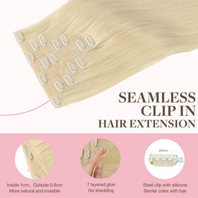 Close-up of GOO GOO Clip in Hair Extensions clips and texture