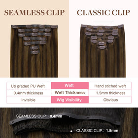 Close-up of GOO GOO Clip in Hair Extensions clips and texture