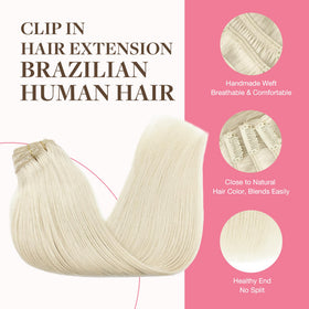 Close-up of GOO GOO Clip in Hair Extensions clips and texture