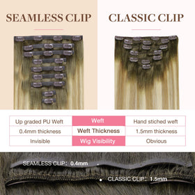 Close-up of GOO GOO Clip in Hair Extensions clips and texture