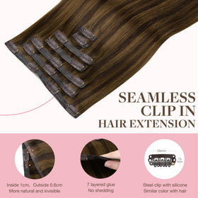 Close-up of GOO GOO Clip in Hair Extensions clips and texture