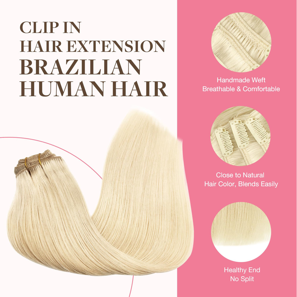 Close-up of GOO GOO Clip in Hair Extensions showing clip detail