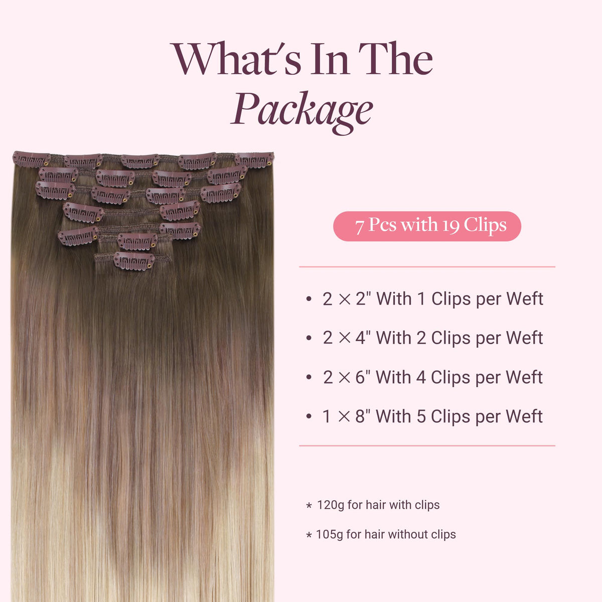 Close-up of GOO GOO Clip in Hair Extensions showing high-quality clips