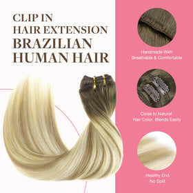 Close-up of GOO GOO Clip in Hair Extensions showing silicone backed clips