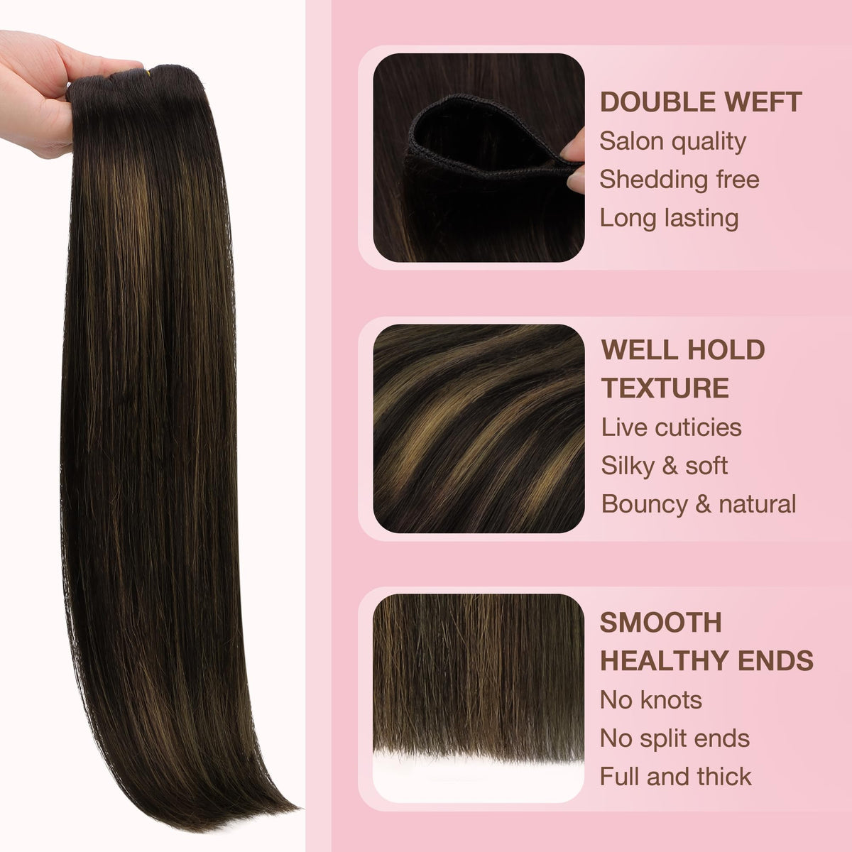 Close-up of GOO GOO Hair Extensions texture