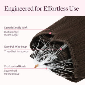 Close-up of GOO GOO Micro Beaded Weft Hair Extensions micro beads