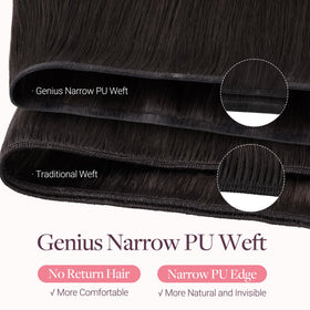 Close-up of GOO GOO PU Weft Hair Extensions showing texture