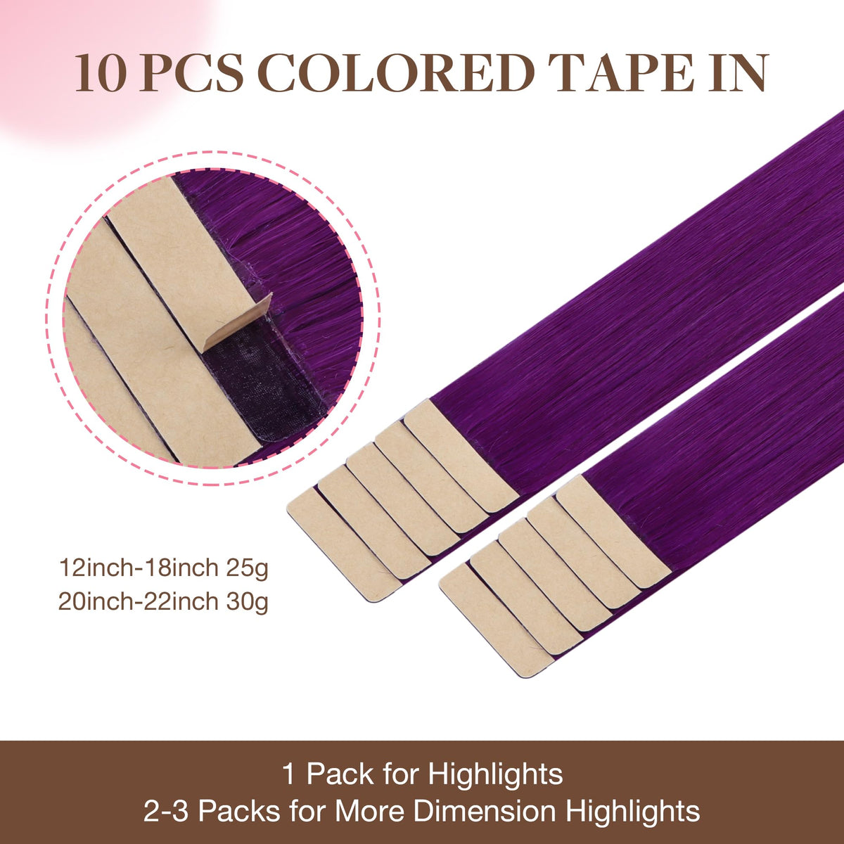 Close-up of GOO GOO Tape-In Hair Extensions 16" Purple