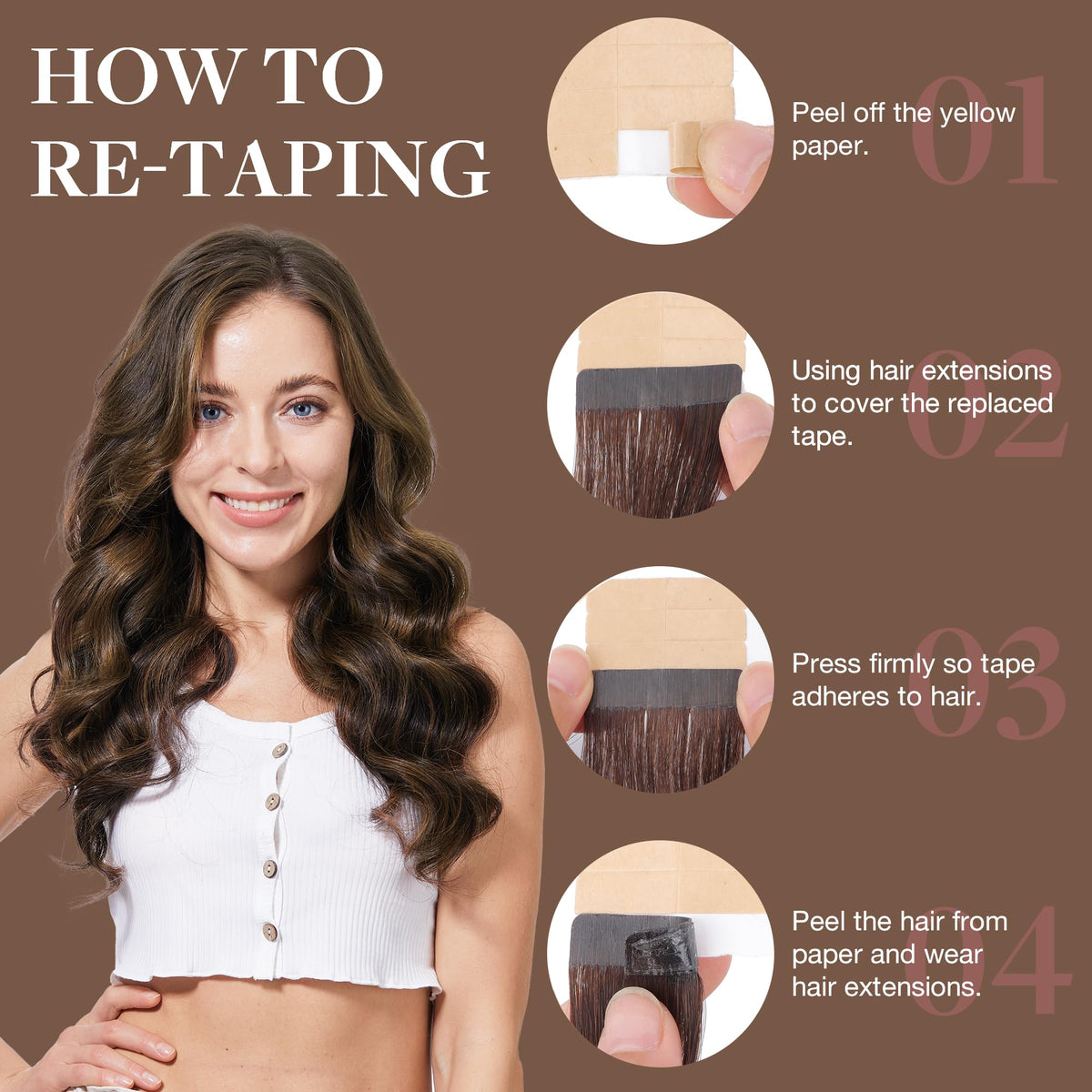 Close-up of GOO GOO Tape in Hair Extensions texture