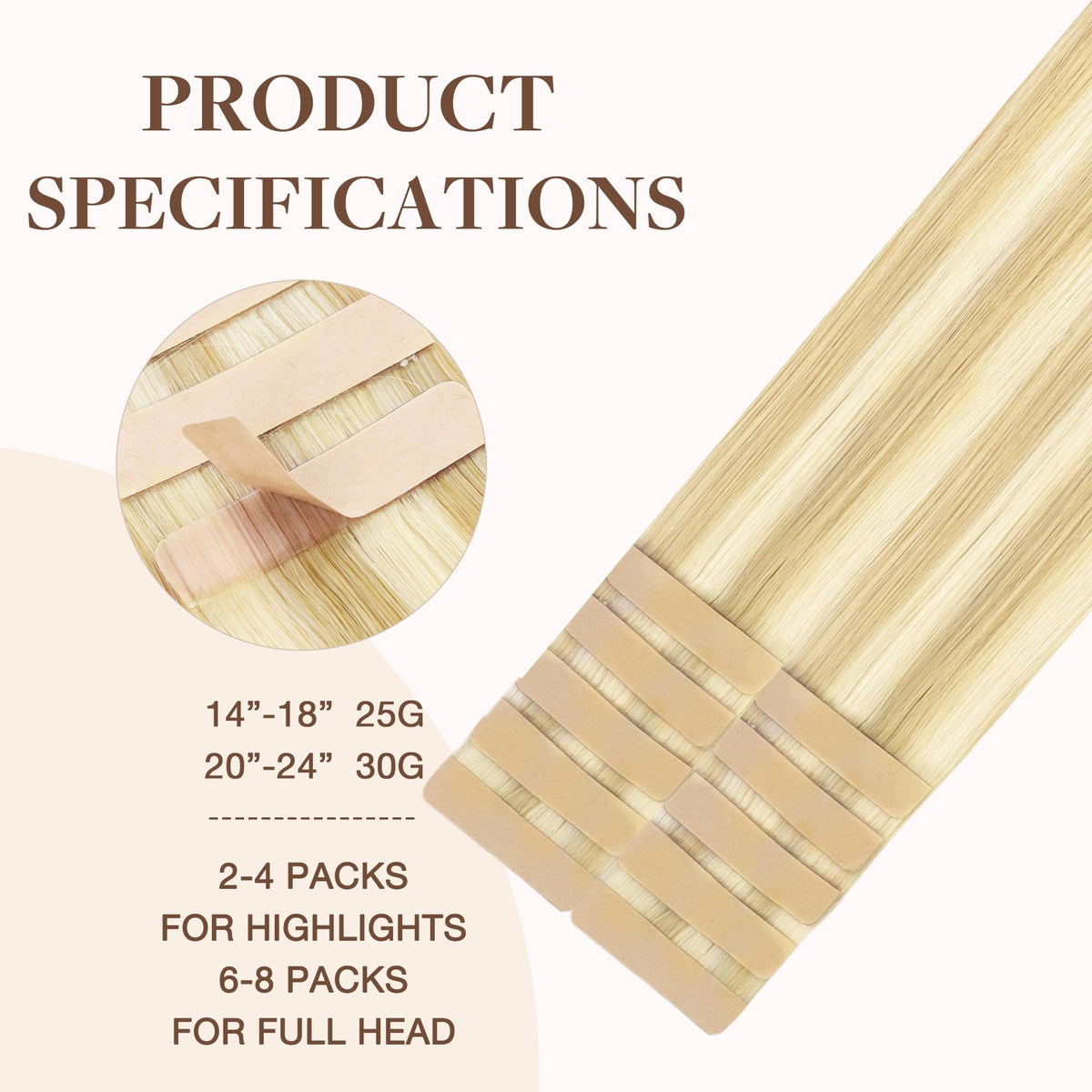 Close-up of GOO GOO Tape in Hair Extensions texture