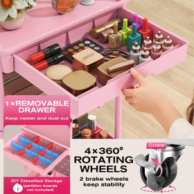 Close-up of Goovilla Rolling Makeup Organizer Cart wheels