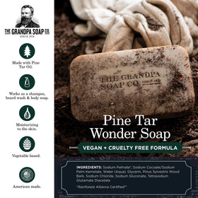 Close-up of Grandpa's Pine Tar Bar Soap showing texture